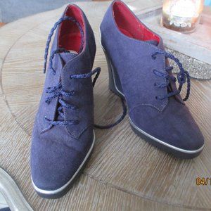 Isabel Toledo for Payless Women'sAnkle Boots BLUE GREY Wedge Lace Up Size 6
